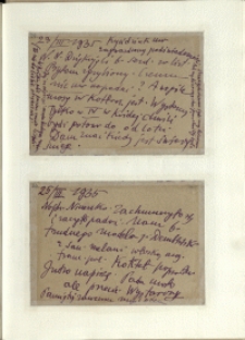 Listy Stanisława Ignacego Witkiewicza do żony Jadwigi z Unrugów Witkiewiczowej. Kartka pocztowa z 23.03.1935. Kartka pocztowa z 25.03.1935.