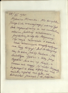 Listy Stanisława Ignacego Witkiewicza do żony Jadwigi z Unrugów Witkiewiczowej. List z 18.07.1935.