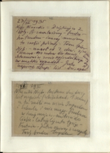 Listy Stanisława Ignacego Witkiewicza do żony Jadwigi z Unrugów Witkiewiczowej. Kartka pocztowa z 23.07.1935. Kartka pocztowa z 24.07.1935.