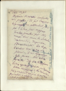 Listy Stanisława Ignacego Witkiewicza do żony Jadwigi z Unrugów Witkiewiczowej. List z 31.07.1935.