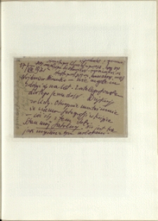 Listy Stanisława Ignacego Witkiewicza do żony Jadwigi z Unrugów Witkiewiczowej. Karta korespondencyjna z 17.08.1935.