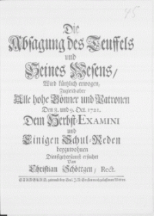 Die Absagung des Teuffels und Seines Wesens