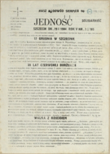 Jedność : Organ Międzyzakładowego Komitetu Strajkowego przy Stoczni im. Adolfa Warskiego. 1984 nr 1