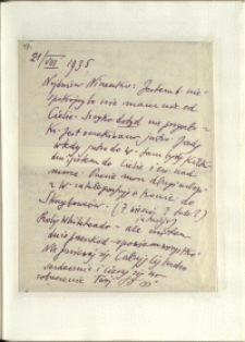Listy Stanisława Ignacego Witkiewicza do żony Jadwigi z Unrugów Witkiewiczowej. List z 21.08.1935.