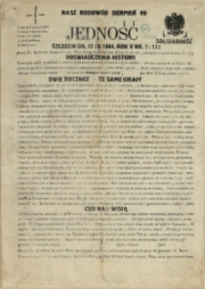 Jedność : Organ Międzyzakładowego Komitetu Strajkowego przy Stoczni im. Adolfa Warskiego. 1984 nr 7