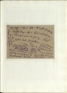 Listy Stanisława Ignacego Witkiewicza do żony Jadwigi z Unrugów Witkiewiczowej. Kartka pocztowa z 22.09.1935.