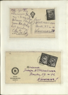 Listy Stanisława Ignacego Witkiewicza do żony Jadwigi z Unrugów Witkiewiczowej. Kartka pocztowa z 12.10.1935. List z 13.10.1935.