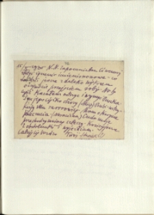 Listy Stanisława Ignacego Witkiewicza do żony Jadwigi z Unrugów Witkiewiczowej. Kartka pocztowa z 15.10.1935.