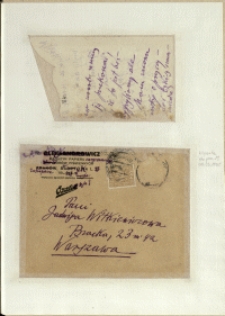Listy Stanisława Ignacego Witkiewicza do żony Jadwigi z Unrugów Witkiewiczowej. List z 29. lub 30.04.1935. Koperta do listu z 08.03.1935.