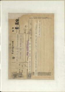 Listy Stanisława Ignacego Witkiewicza do żony Jadwigi z Unrugów Witkiewiczowej. Telegram [b.d.].