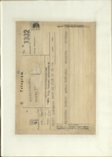 Listy Stanisława Ignacego Witkiewicza do żony Jadwigi z Unrugów Witkiewiczowej. Telegram z 17.08.1935.