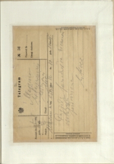 Listy Stanisława Ignacego Witkiewicza do żony Jadwigi z Unrugów Witkiewiczowej. Telegram z 31.08.1935.