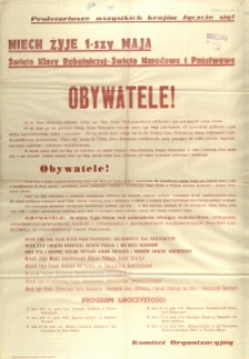[Afisz] Niech żyje 1-szy Maja [...]