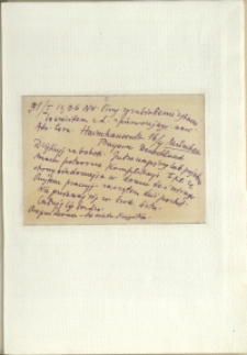 Listy Stanisława Ignacego Witkiewicza do żony Jadwigi z Unrugów Witkiewiczowej. Kartka pocztowa z 31.01.1936.