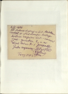 Listy Stanisława Ignacego Witkiewicza do żony Jadwigi z Unrugów Witkiewiczowej. Kartka pocztowa z 06.02.1936.