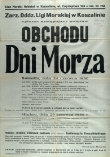 [Afisz] [...] Program obchodu Dni Morza [...]