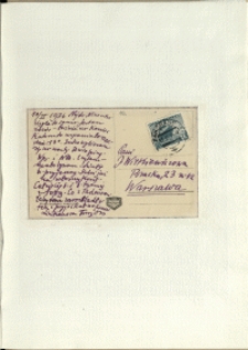 Listy Stanisława Ignacego Witkiewicza do żony Jadwigi z Unrugów Witkiewiczowej. Kartka pocztowa z 10.02.1936.
