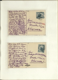 Listy Stanisława Ignacego Witkiewicza do żony Jadwigi z Unrugów Witkiewiczowej. Kartka pocztowa z 14.02.1936. Kartka pocztowa z 17.02.1936.
