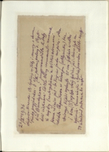 Listy Stanisława Ignacego Witkiewicza do żony Jadwigi z Unrugów Witkiewiczowej. List z 22.02.1936.