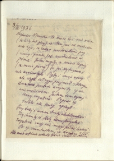 Listy Stanisława Ignacego Witkiewicza do żony Jadwigi z Unrugów Witkiewiczowej. List z 03.03.1936.
