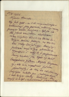 Listy Stanisława Ignacego Witkiewicza do żony Jadwigi z Unrugów Witkiewiczowej. List z 15.03.1936.