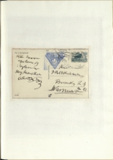 Listy Stanisława Ignacego Witkiewicza do żony Jadwigi z Unrugów Witkiewiczowej. Kartka pocztowa z 16.03.1936.