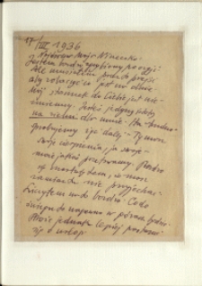 Listy Stanisława Ignacego Witkiewicza do żony Jadwigi z Unrugów Witkiewiczowej. List z 17.03.1936.
