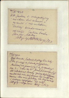 Listy Stanisława Ignacego Witkiewicza do żony Jadwigi z Unrugów Witkiewiczowej. Kartka pocztowa z 20.03.1936. Kartka pocztowa z 21.03.1936.