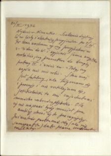 Listy Stanisława Ignacego Witkiewicza do żony Jadwigi z Unrugów Witkiewiczowej. List z 22.03.1936.