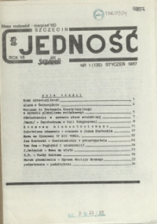 Jedność : Organ Międzyzakładowego Komitetu Strajkowego przy Stoczni im. Adolfa Warskiego. 1987 nr 1