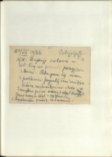 Listy Stanisława Ignacego Witkiewicza do żony Jadwigi z Unrugów Witkiewiczowej. Kartka pocztowa z 24.07.1936.