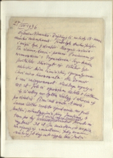 Listy Stanisława Ignacego Witkiewicza do żony Jadwigi z Unrugów Witkiewiczowej. List z 27.08.1936.
