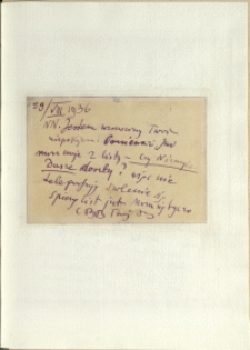 Listy Stanisława Ignacego Witkiewicza do żony Jadwigi z Unrugów Witkiewiczowej. Kartka pocztowa 29.08.1936.