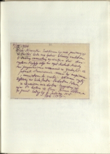 Listy Stanisława Ignacego Witkiewicza do żony Jadwigi z Unrugów Witkiewiczowej. Kartka pocztowa z 07.09.1936.