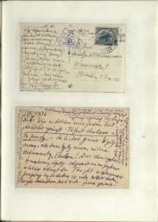 Listy Stanisława Ignacego Witkiewicza do żony Jadwigi z Unrugów Witkiewiczowej. Kartki pocztowe z 15.09.1936.