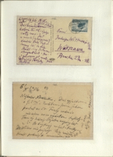 Listy Stanisława Ignacego Witkiewicza do żony Jadwigi z Unrugów Witkiewiczowej. Kartki pocztowe z 06.10.1936.