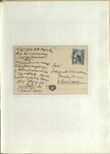 Listy Stanisława Ignacego Witkiewicza do żony Jadwigi z Unrugów Witkiewiczowej. Kartka pocztowa z 15.10.1936.