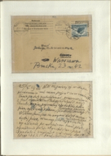 Listy Stanisława Ignacego Witkiewicza do żony Jadwigi z Unrugów Witkiewiczowej. Kartka pocztowa z 21.10.1936. Kartka pocztowa z 25.10.1936.