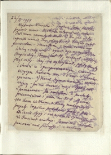 Listy Stanisława Ignacego Witkiewicza do żony Jadwigi z Unrugów Witkiewiczowej. List z 22.03.1937.