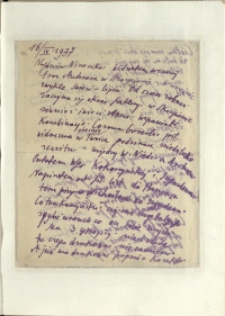 Listy Stanisława Ignacego Witkiewicza do żony Jadwigi z Unrugów Witkiewiczowej. List z 16.04.1937.