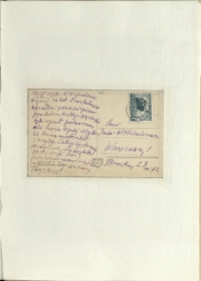 Listy Stanisława Ignacego Witkiewicza do żony Jadwigi z Unrugów Witkiewiczowej. Kartka pocztowa z 27.04.1937.