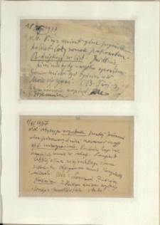 Listy Stanisława Ignacego Witkiewicza do żony Jadwigi z Unrugów Witkiewiczowej. Karta pocztowa z 18.05.1937. Karta pocztowa z 01.06.1937.