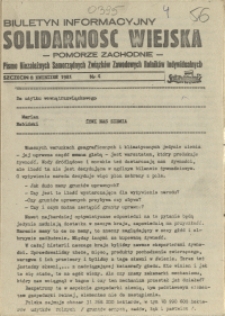 Solidarność Wiejska : biuletyn informacyjny Pomorze Zachodni : pismo Niezależnych Samorządnych Związków Zawodowych Rolników Indywidualnych. 1981 nr 4