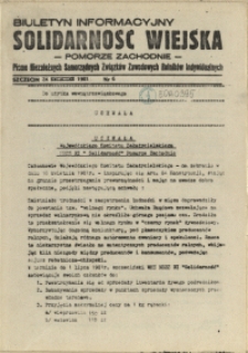 Solidarność Wiejska : biuletyn informacyjny Pomorze Zachodni : pismo Niezależnych Samorządnych Związków Zawodowych Rolników Indywidualnych. 1981 nr 6