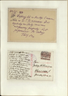 Listy Stanisława Ignacego Witkiewicza do żony Jadwigi z Unrugów Witkiewiczowej. Kartka pocztowa z 22.06.1937. Kartka pocztowa z 24.06.1937.