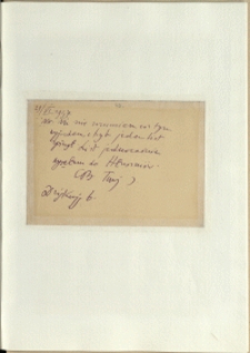 Listy Stanisława Ignacego Witkiewicza do żony Jadwigi z Unrugów Witkiewiczowej. Kartka pocztowa z 29.06.1937.