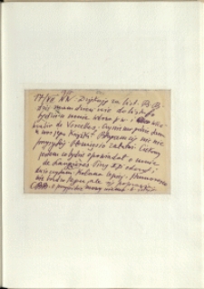 Listy Stanisława Ignacego Witkiewicza do żony Jadwigi z Unrugów Witkiewiczowej. Kartka pocztowa z 17.07.1937.