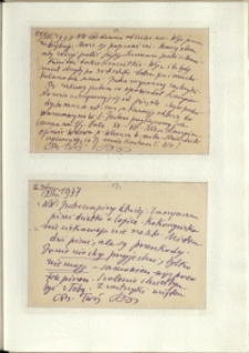Listy Stanisława Ignacego Witkiewicza do żony Jadwigi z Unrugów Witkiewiczowej. Kartka pocztowa 21.07.1937. Kartka pocztowa z 23.07.1937.