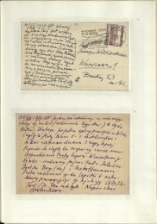Listy Stanisława Ignacego Witkiewicza do żony Jadwigi z Unrugów Witkiewiczowej. Kartka pocztowa z 17.08.1937. Kartka pocztowa z 18.08.1937.