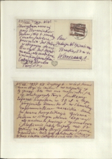 Listy Stanisława Ignacego Witkiewicza do żony Jadwigi z Unrugów Witkiewiczowej. Kartka pocztowa z 23.08.1937. Kartka pocztowa z 25.08.1937.